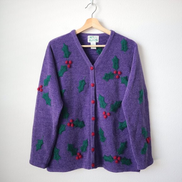 Vintage Quacker Factory Mistletoe Cardigan Sweater | S - Picture 1 of 5